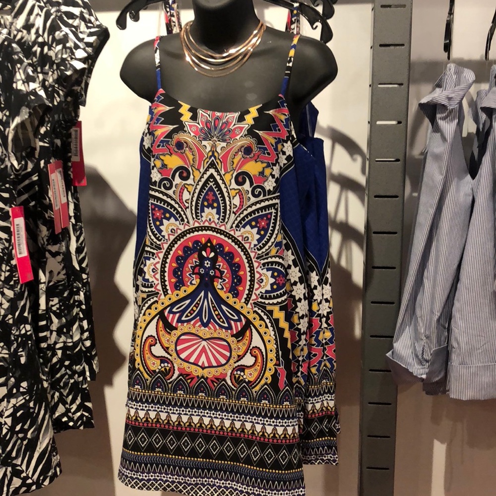 SilverGate Blue Multi-Print Spaghetti Strap Dress